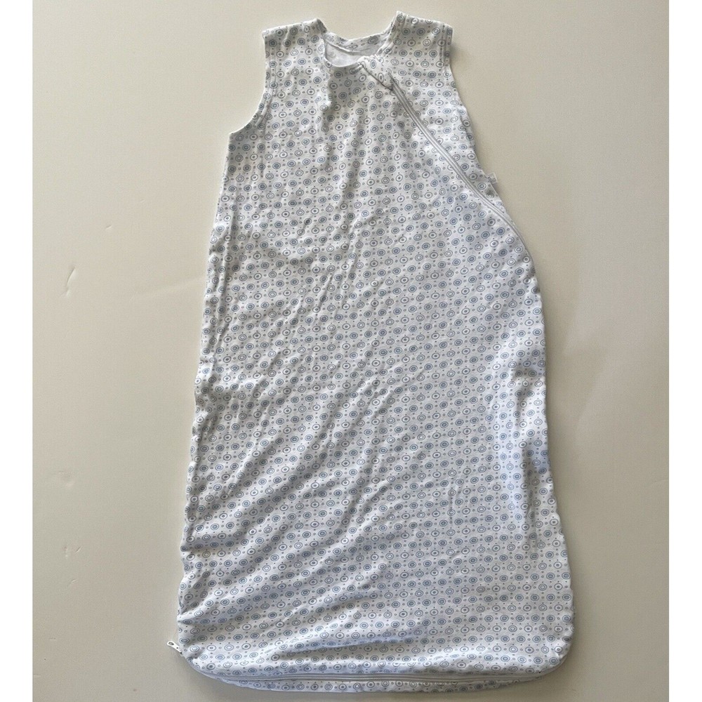 Perlim Pinpin Sleep Bag Sack 6-18m White Blue Geometric Circles Cotton Zip